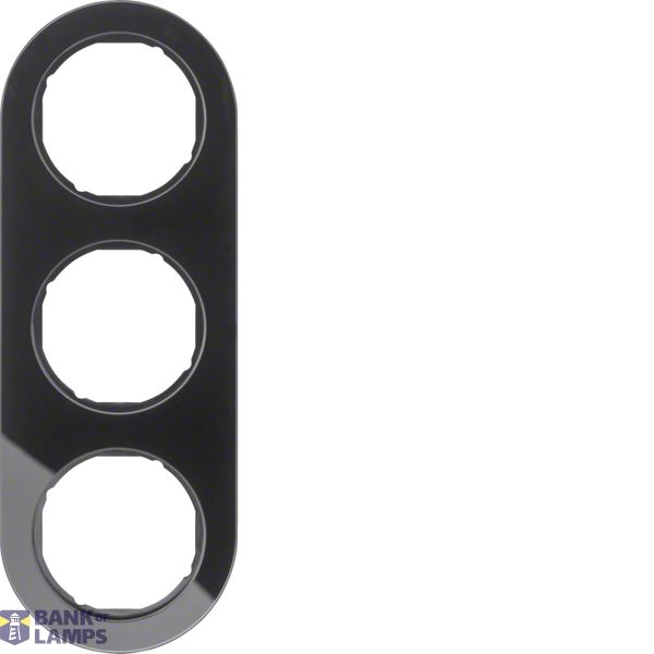 Cover frame 3-way, Series R.classic Black glass image 1