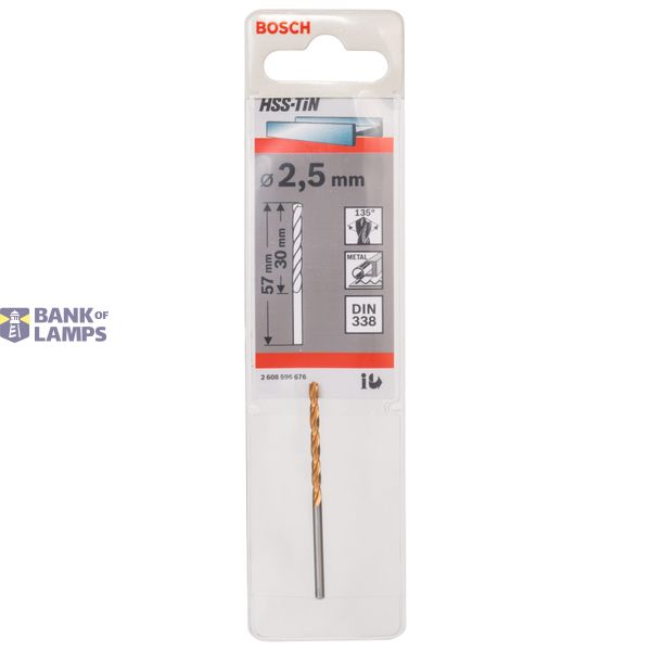 Metal drill bits HSS-TiN, DIN 338 2,5 x 30 x 57 mm 1 pcs. image 2