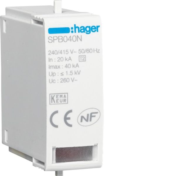Surge arrester cartridge T2 40kA NEUTRAL FOR SPΒ140x/240x/440x/215x/415x image 1