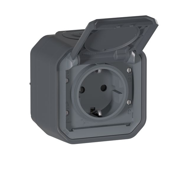 PLEXO GERMAN STANDARD SOCKET OUTLET FOR ELECTRIC BIKE - ANTHRACITE - SURFACE image 1