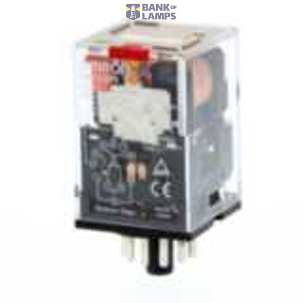 Relay, plug-in, 11-pin, 3PDT, 10 A, mech indicator, test button, pin number coil 1 - 11, 24 VAC MKSN8453F image 1