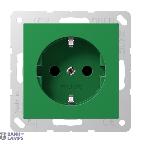 SCHUKO socket, 16 A 250 V ~, Duroplast antibacterial, AS series, green (for SV) image 1