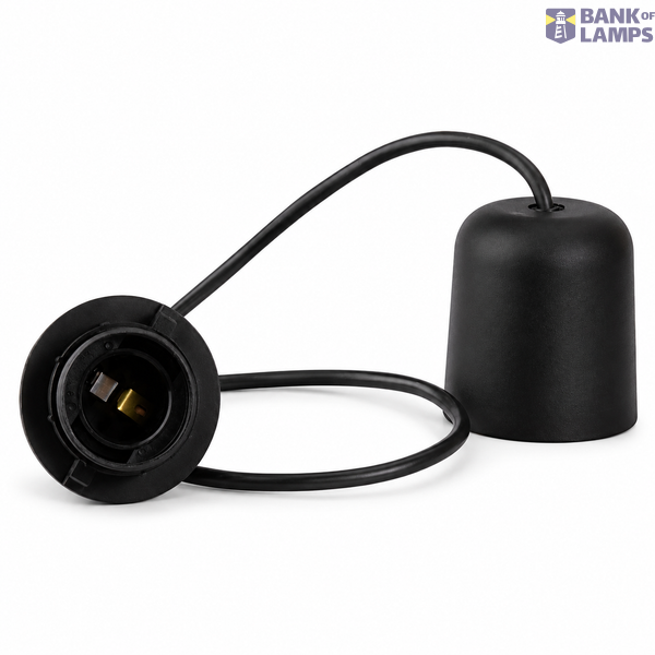 Pendant Lamp Holder 70 cm, 60 W, E27, black, plastic image 1