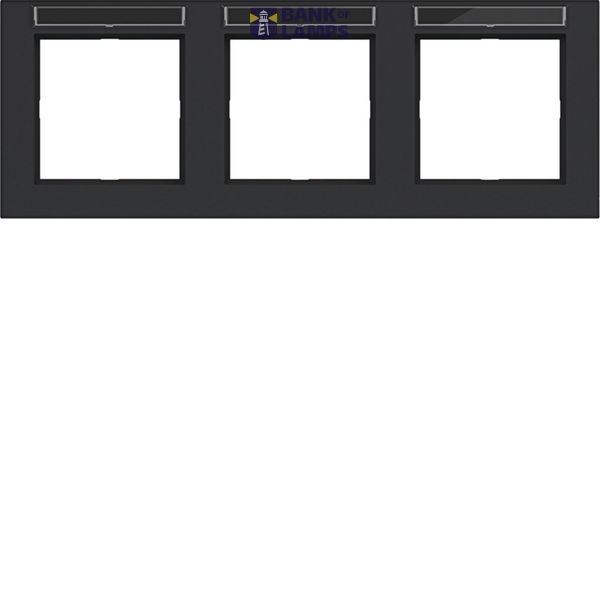 Cover frame 3-way horizontal, text field, A.1, night black matte image 1