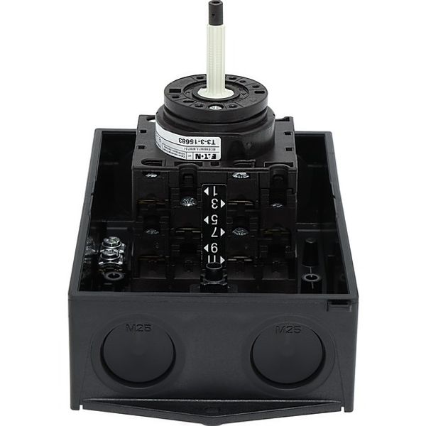T3-3-15683/I2/SVB-SW Main switch, T3, 32 A, surface mounting, 3 contact unit(s), 3 pole, 2 N/O, 1 N/C, STOP function, With black rotary handle and locking ring, Lockable i image 7
