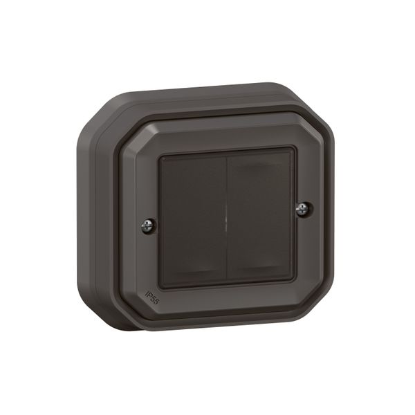 PLEXO DOUBLE SWITCH ON/OFF W/O WIRE, W/O BATTERY - ANTHRACITE - SURFACE image 1