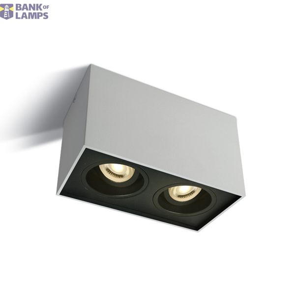 WHITE GU10 2x10W ADJUSTABLE SQUARE 100-240V image 1