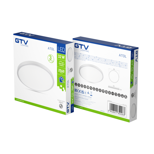 LED luminaire ATOLL, 32 W, 2560 lm, 4000K, AC180-250V, PF>0.9, IP54, Ø400 mm, silver image 2