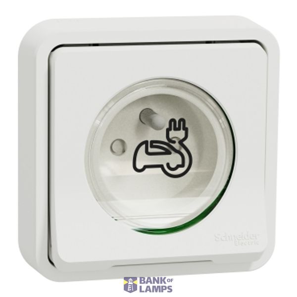 Mureva Styl - Reinforced 2P+E power socket for EVs - IP55 IK08 - flush-mounted - white image 1