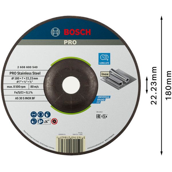 Expert for Inox grinding disc with depressed centre AS 30 S INOX BF, 180 mm, 6,0 mm image 3