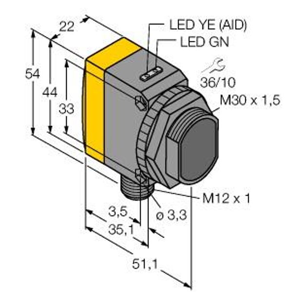 Photoelectric Sensor Opposed Mode Sensor (Emitter/Receiver)   QS30ARXH2OQ5 image 1