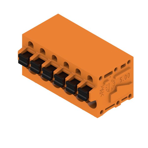 Printed circuit board terminals, 5.00 mm, Number of poles: 6, 90°, Solder pin length (l): 3.5 mm, tinned, orange, PUSH IN with actuator, Clamping range, max. : 2.5 mm², Box image 3