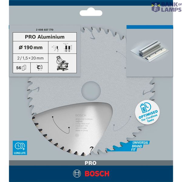 Standard for Aluminium Circular Saw Blade for Cordless Saws 190x2/1.5x20 T56 image 2
