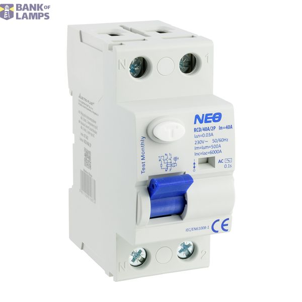 40A, 30mA, 2-pole differential circuit breaker, AC type RCD/40A/2P image 1