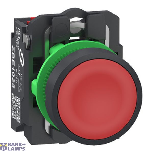 Plastic PB red flush 1 NC Push-in image 1