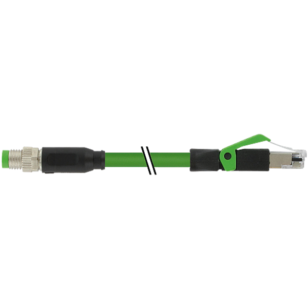 M8 male 0° A-cod. / RJ45 male 0° shielded PUR 1x4xAWG24 gn 25m image 1