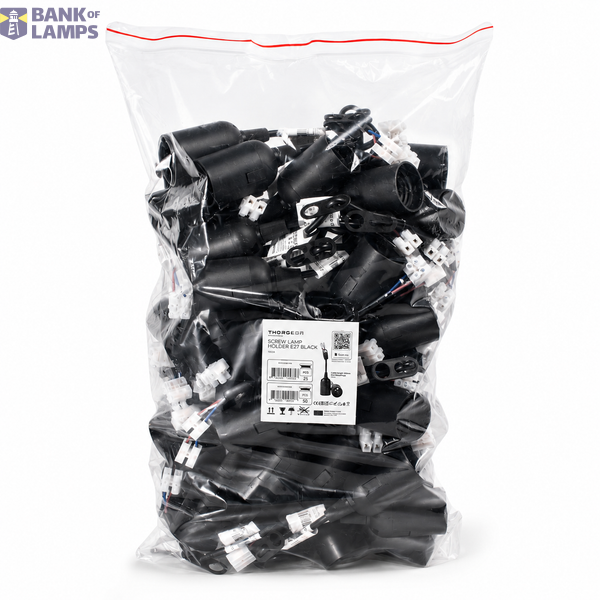 Screw Lamp Holder E27 Black (50pcs Bag) image 2