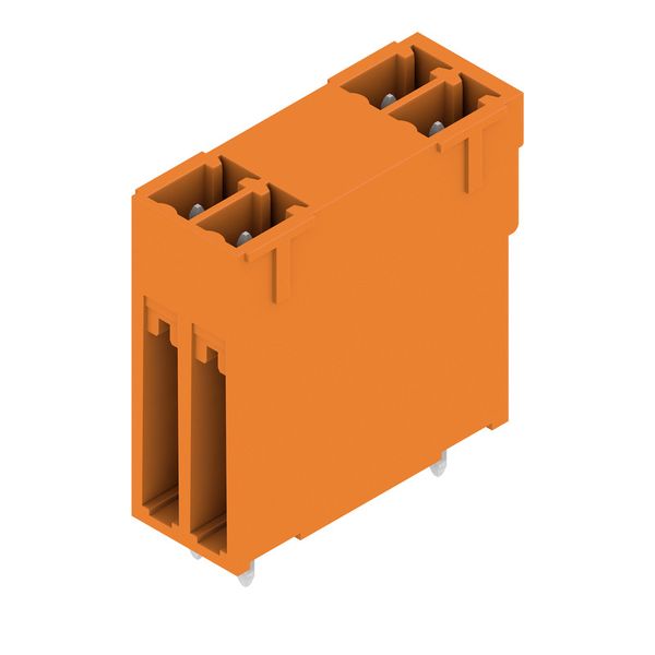 PCB plug-in connector, male header, closed side, THT solder connection, 3.81 mm, Number of poles: 4, 180°, Solder pin length (l): 3.2 mm, tinned, orange, Box image 2