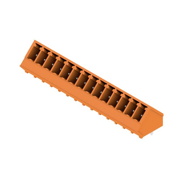 PCB plug-in connector, male header, closed side, THT solder connection, 3.81 mm, Number of poles: 14, 135°, Solder pin length (l): 3.2 mm, tinned, orange, Box image 3