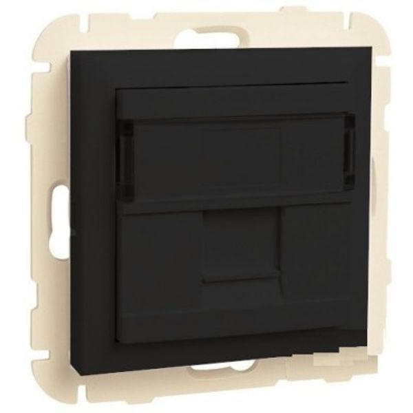 COV RING W/SING SUPPORT F/RJ45 CONN MATTE BK image 1