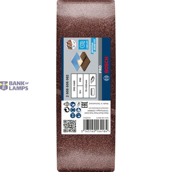 10-piece X440 sanding belt set 75 x 533 mm, 80 image 1
