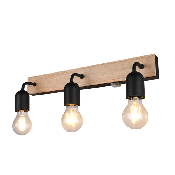 Arturo H2O wall lamp 3-pc E27 wood/matt black image 1