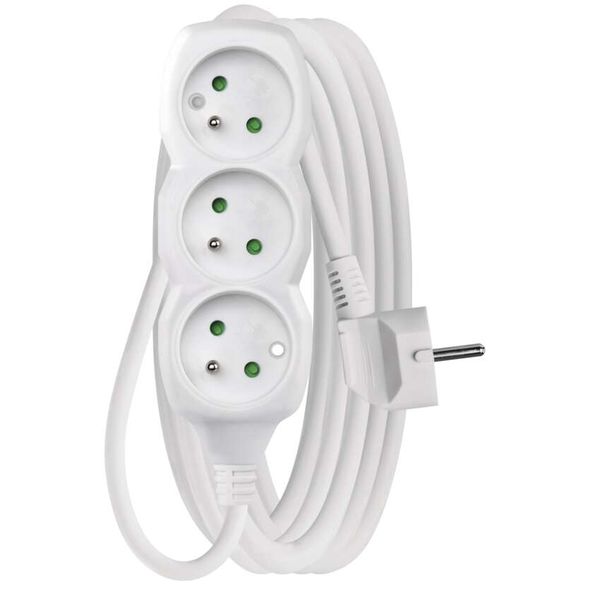 Extension Cord 5 m / 3 sockets / white / PVC / 1 mm2 image 1