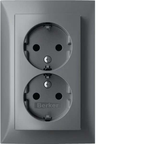S.1/B.x - Schuko x2 monob.obtur, alum mt image 1