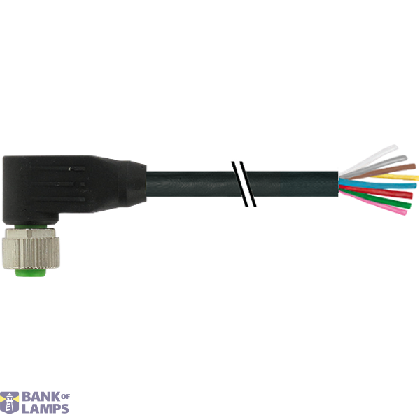 M12 female 90° A-cod. with cable PUR 8x0.34 bk UL/CSA+drag ch. 40m image 1