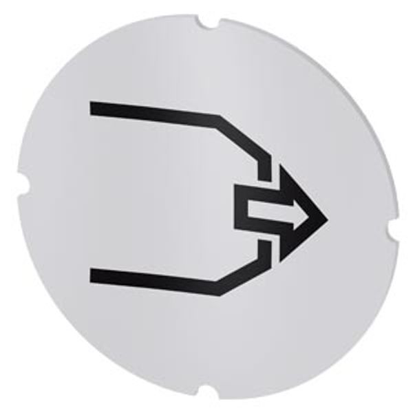 Inscription plate for illuminated pushbutton, round, milky, icon: Blowing image 1