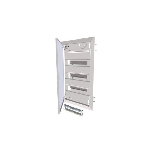 KLV-36HWP-F Hollow wall compact distribution board, 3-rows, flush sheet steel door image 1