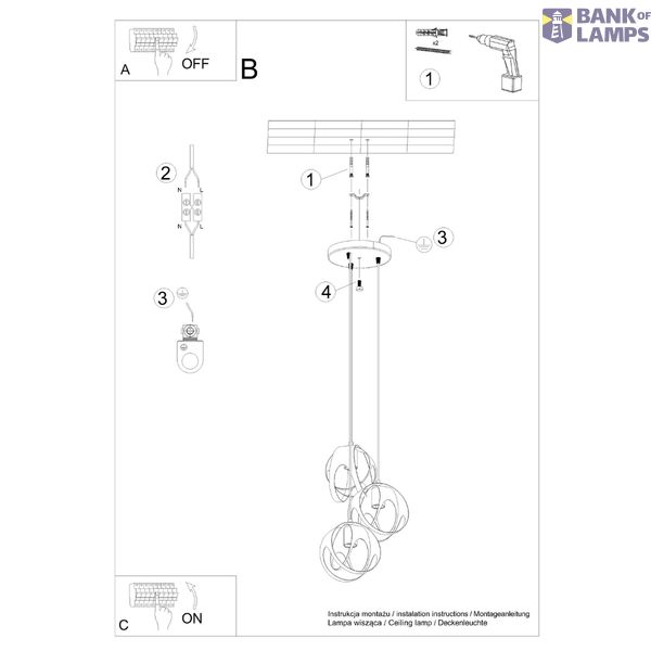 HANGING LAMP TULOS 3P WHITE E27 3X60W IP20 image 7