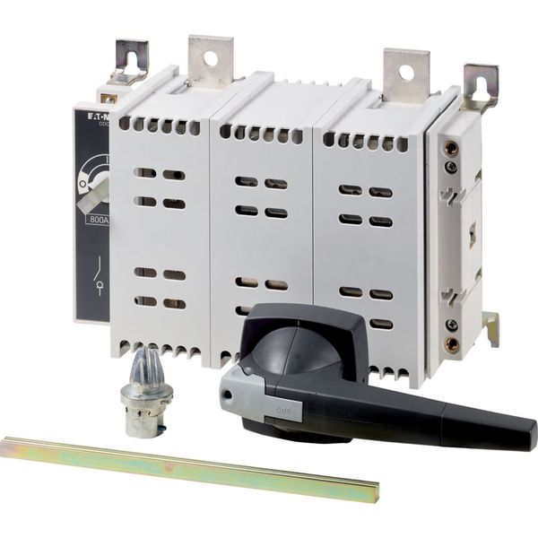 DDC-800/2/M4/P-G DC switch disconnector, 800 A, 2 pole, 1 N/O, 1 N/C, with grey knob, rear mounting image 4