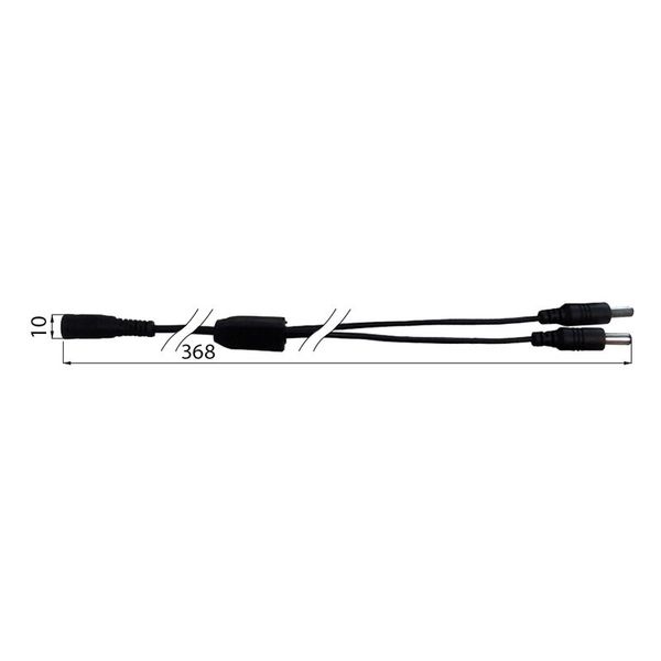 Split power connector, one socket and two plugs, black color image 1