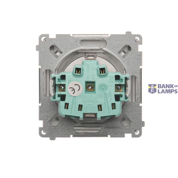 IP44 single socket outlet with frame seal - transparent flap, module, 16A, quick connection, white matt image 1