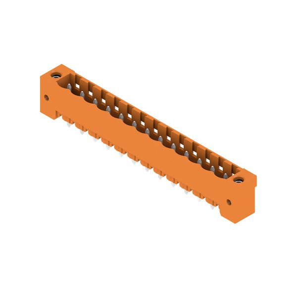 PCB plug-in connector, male header, Flange, THT solder connection, 5.08 mm, Number of poles: 13, 180°, Solder pin length (l): 3.2 mm, tinned, orange, Box image 4