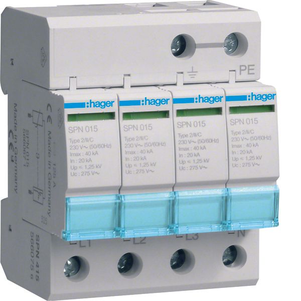 SPD 4P pluggable 40kA ind. image 1