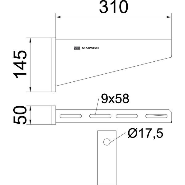 AW 80 31 FT Wall bracket with welded head plate B310mm image 2