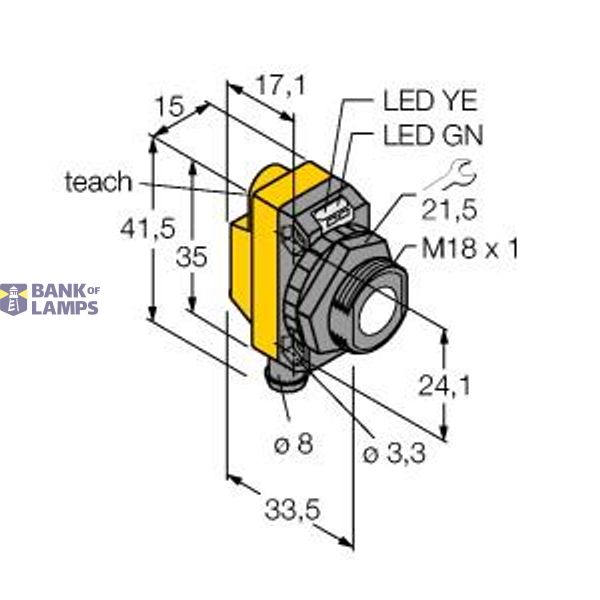 Ultrasonic Sensor diffuse mode sensor   QS18UNAEQ7 image 1