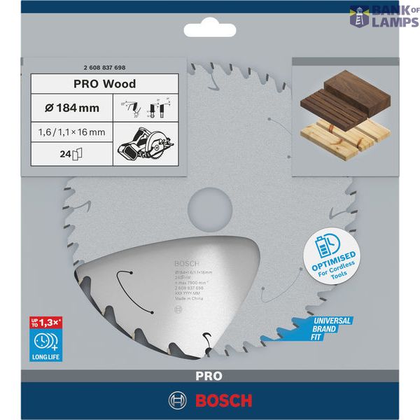 Standard for Wood Circular Saw Blade for Cordless Saws 184x1.6/1.1x16 T24 image 1