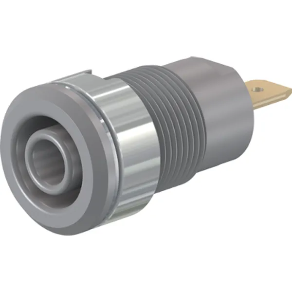 4 mm socket, flat plug connection, mounting Ø 12.2 mm, CAT III, gray, 23.3000-28 image 1