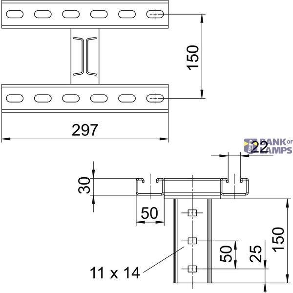 Head plate for IS 8 support 400mm Steel Hot-dip galvanised zinc image 2