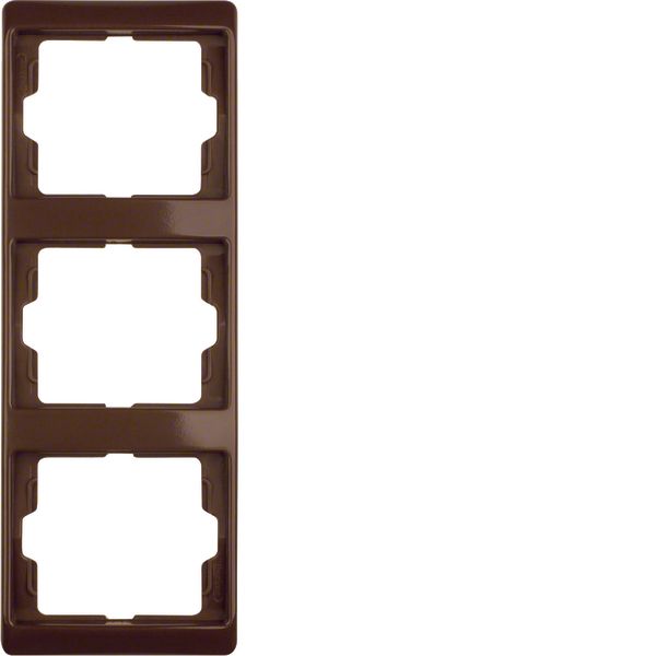 Frame 3gang vertical Arsys brown, glossy image 1