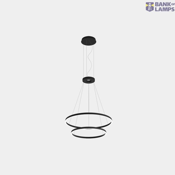 Pendant Circular Downward 2 Rings (ø900 ø600) LED 77.3W 2311lm 2400K Black image 1