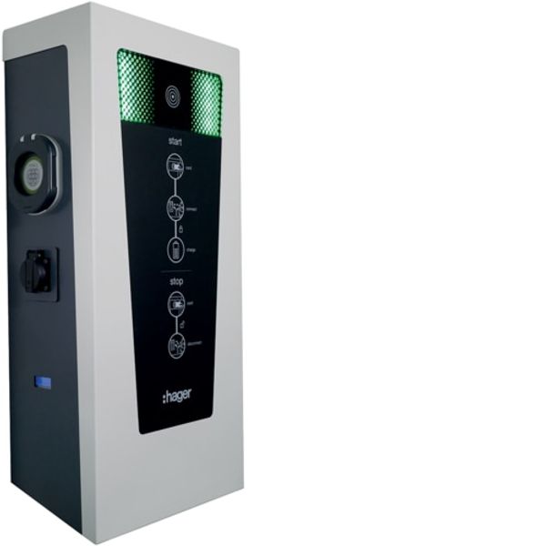 Charging station witty.park, socket 2xT2 + 2x230V, 3F, 2x22kW, RFID+IP, IP54 image 1