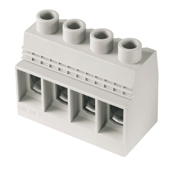 Printed circuit board terminals, 15.00 mm, Number of poles: 4, 90°, Solder pin length (l): 4.5 mm, tinned, Pebble grey, Clamping yoke connection, Clamping range, max. : 50 mm², Box image 1