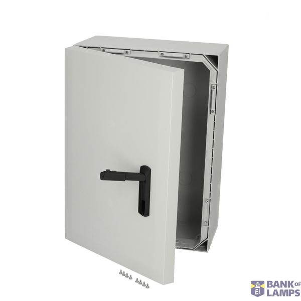 Polycarbonate enclosure, 700x500x300mm, fitted with Mounting plate image 1