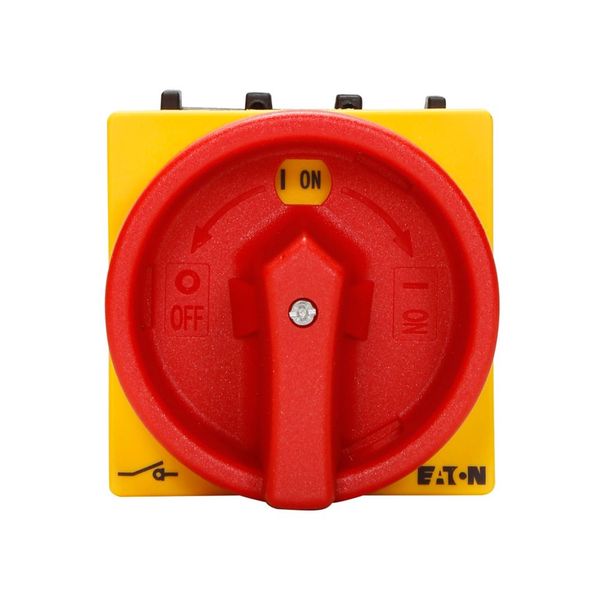 P1-32/EZ On-Off switch, P1, 32 A, centre mounting, 3 pole, with black thumb grip and front plate image 4