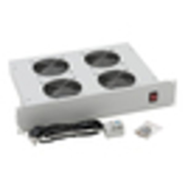 19" Fan-unit with 4 fans and thermostat, 2U, RAL7035 image 3