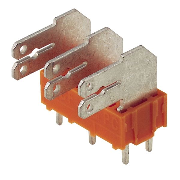Printed circuit board terminals, 7.50 mm, Number of poles: 8, 90°, Solder pin length (l): 3.5 mm, tinned, orange, Flat-blade connection, Box image 1